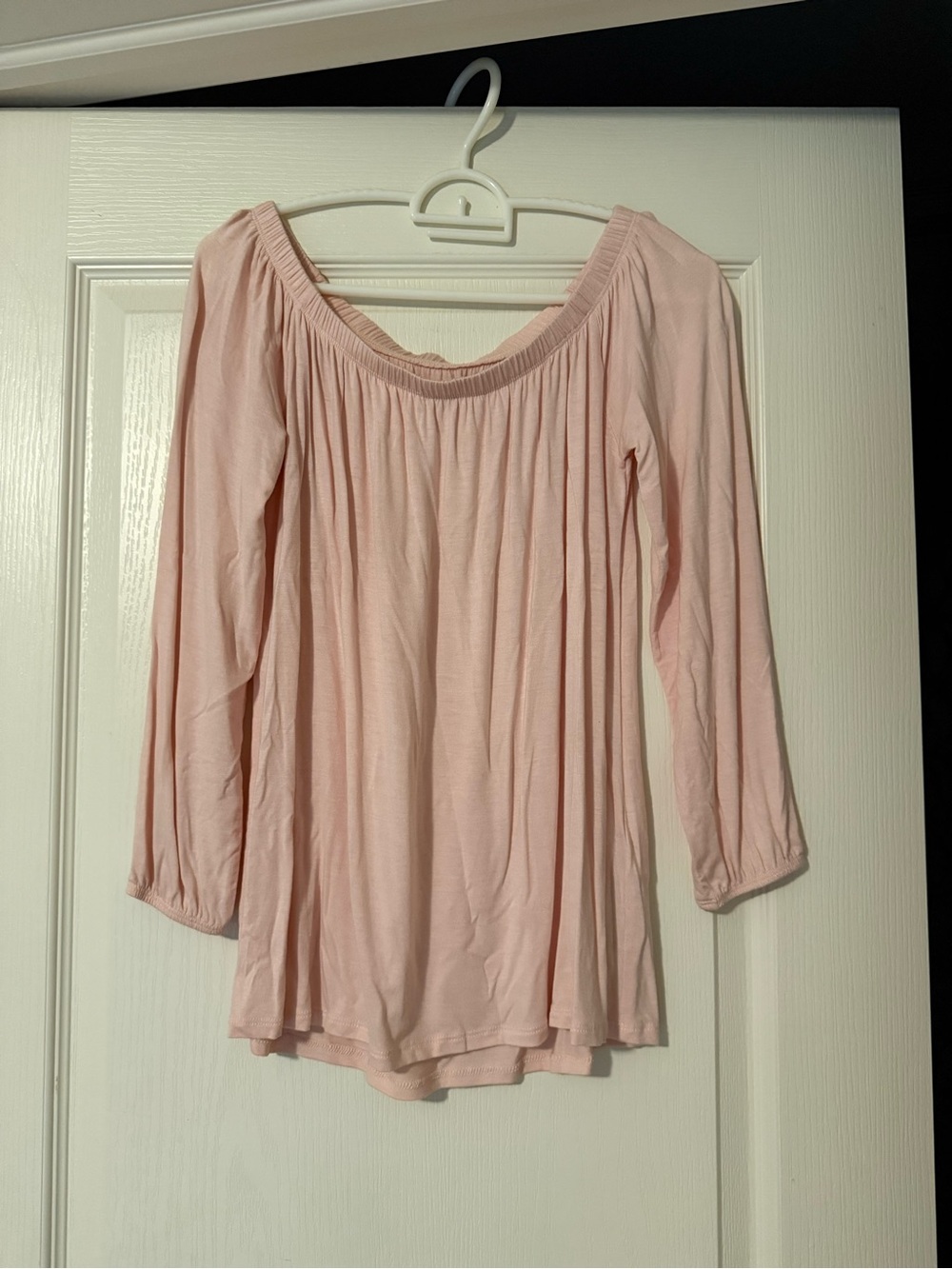 Hollister Light Pink Off-Shoulder Long Sleeve Top - Size Small